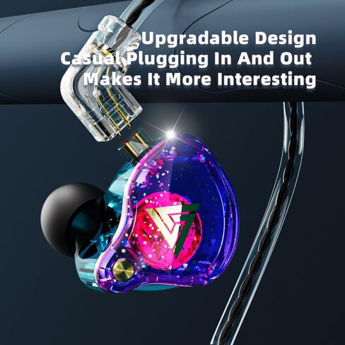 Wired Gaming Earbuds, AK6 PRO in Ear Monitors, Deep Bass Sound Wired Earbuds, HiFi in Ear Headphones with New 1DD 10mm Dynamic Driver, IEM for Music Gaming Video Calling (Purple) in Saudi Arabia