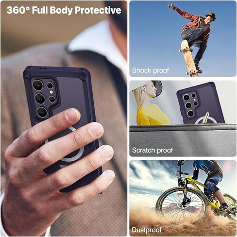 حافظة CENHUFO مغناطيسية لهاتف Samsung Galaxy S24 Ultra، غطاء هاتف الخصوصية مع واقي شاشة مدمج مضاد للزقزقة وواقي عدسة الكاميرا، ممتص للصدمات مزدوج الجوانب مضاد للصدمات لكامل الجسم - أرجواني in Saudi Arabia
