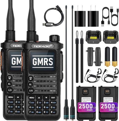 (2nd Gen) TIDRADIO TD-H8 GMRS Two-Way Radio Long Range Walkie Talkie with USB-C 2500mAh Battery,APP Programmable,155 Privacy Codes, Dual Band Receiver & Scan,SOS,DTMF, and NOAA Weather Alerts (1 Pack) in Saudi Arabia