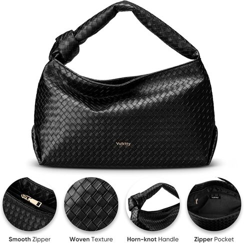 حقائب هوبو للنساء، محفظة كتف جلدية منسوجة، حقيبة يد ذات مقبض علوي للسيدات in Kuwait