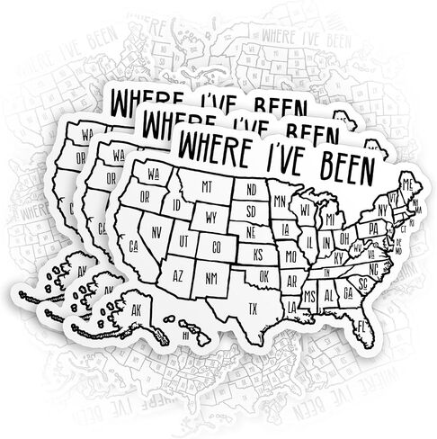 (3Pcs) Where I've Been Map Sticker Coloring United States USA Travel Valentine Gift for Couple Memories 3" Die-Cut Waterproof Vinyl Sticker for Laptop Water Bottle Kindle Gifts for Her Him 3 Inches in Saudi Arabia