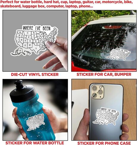 (3Pcs) Where I've Been Map Sticker Coloring United States USA Travel Valentine Gift for Couple Memories 3" Die-Cut Waterproof Vinyl Sticker for Laptop Water Bottle Kindle Gifts for Her Him 3 Inches in Saudi Arabia