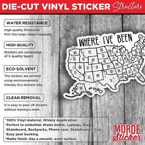 (3Pcs) Where I've Been Map Sticker Coloring United States USA Travel Valentine Gift for Couple Memories 3" Die-Cut Waterproof Vinyl Sticker for Laptop Water Bottle Kindle Gifts for Her Him 3 Inches in Saudi Arabia