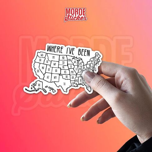 (3Pcs) Where I've Been Map Sticker Coloring United States USA Travel Valentine Gift for Couple Memories 3" Die-Cut Waterproof Vinyl Sticker for Laptop Water Bottle Kindle Gifts for Her Him 3 Inches in Saudi Arabia
