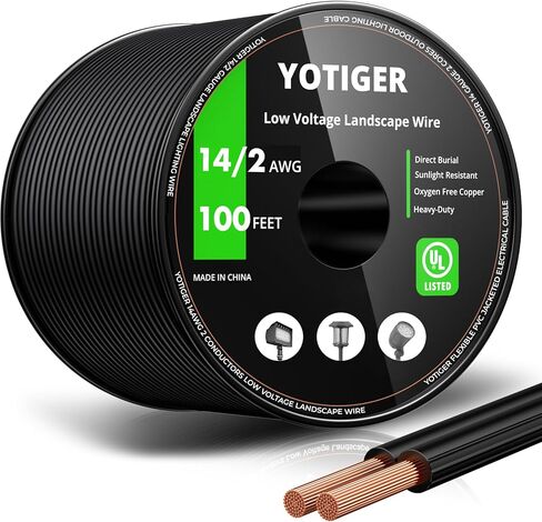 16 Gauge 2 Conductors Low Voltage Wire 100 Feet - 16/2 Low Voltage Landscape Lighting Copper Wire - 16 AWG Outdoor Direct Burial Electrical Wire for Accent, Path, Spot Lights, UL Listed in Kuwait