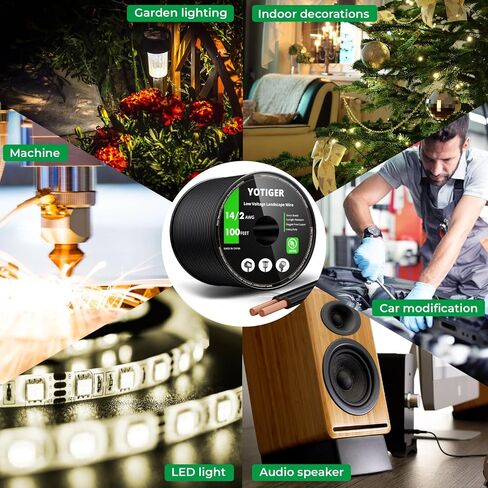 16 Gauge 2 Conductors Low Voltage Wire 100 Feet - 16/2 Low Voltage Landscape Lighting Copper Wire - 16 AWG Outdoor Direct Burial Electrical Wire for Accent, Path, Spot Lights, UL Listed in Kuwait