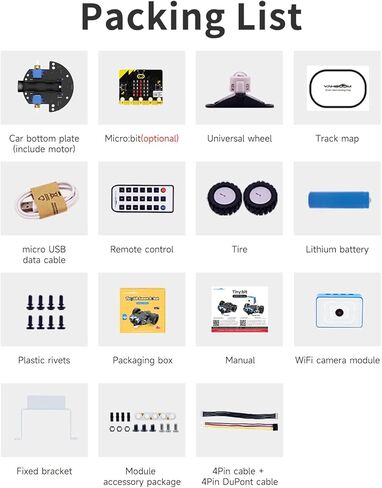جهاز التحكم عن بعد للسيارة الروبوتية Yahboom Microbit، وحدة كاميرا Esp32، تتبع الخط، الموجات فوق الصوتية، مستشعر التتبع، مستقبل الأشعة تحت الحمراء، كشاف، برمجة للأطفال STEM (بدون V2)... in Kuwait