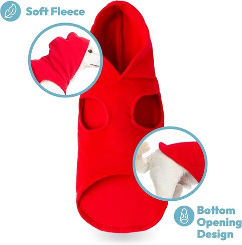 سترة بغطاء للرأس من الصوف من Gooby - أحمر، مقاس X-Small - بلوفر دافئ بغطاء للرأس مع مقود على شكل حرف O - سترة شتوية للكلاب الصغيرة بغطاء للرأس - ملابس للكلاب الصغيرة صبي أو فتاة، والكلاب المتوسطة in Saudi Arabia