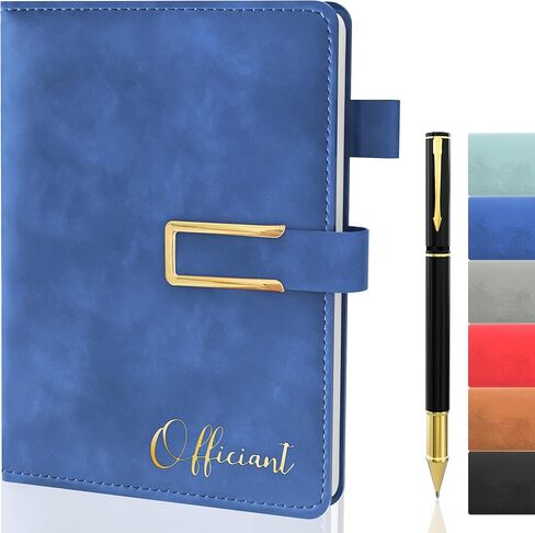 Wedding Officiant Book with Pen, 200 Pages A5 Lined Leather Wedding Journal Notebook, Pastor Ministers Sermon Officiant Gifts for Wedding Day Ceremony Proposal- Black in Kuwait