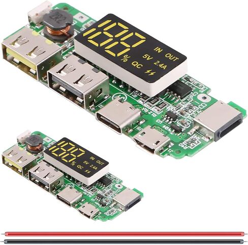 18650 Charging Board Dual USB 5V 2.4A Powerbank Board Lithium Battery Charger Mobile Module with Overcharge Overdischarge Short Circuit Protection DIY(2pcs) in Saudi Arabia