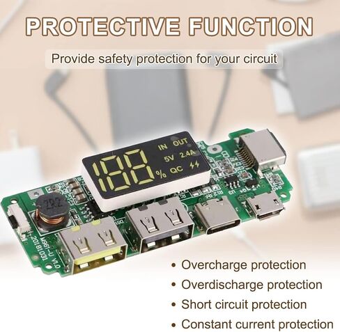 18650 Charging Board Dual USB 5V 2.4A Powerbank Board Lithium Battery Charger Mobile Module with Overcharge Overdischarge Short Circuit Protection DIY(2pcs) in Saudi Arabia