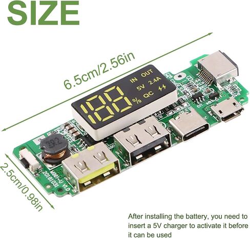 18650 Charging Board Dual USB 5V 2.4A Powerbank Board Lithium Battery Charger Mobile Module with Overcharge Overdischarge Short Circuit Protection DIY(2pcs) in Saudi Arabia