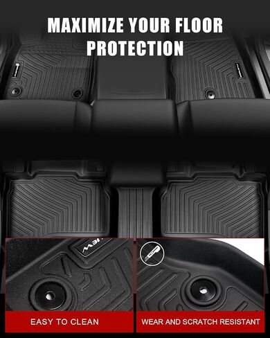 Floor Mats Compatible with Ford Explorer 7 Seat 2015-2019, All Weather Floor Liners Full Set 1th 2nd 3rd, Waterproof Non-Slip TPE Custom Floor Mats Accessories for Car Front and Back in Saudi Arabia
