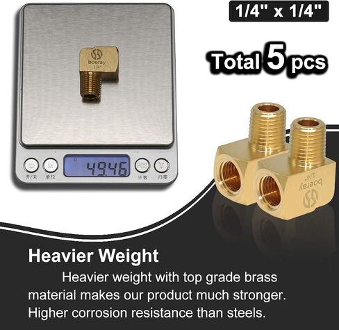 boeray 2pcs 3/8" NPT Male Pipe and 3/8" NPT Female 90 Degree Barstock Street Elbow,Brass Pipe fitting in Kuwait