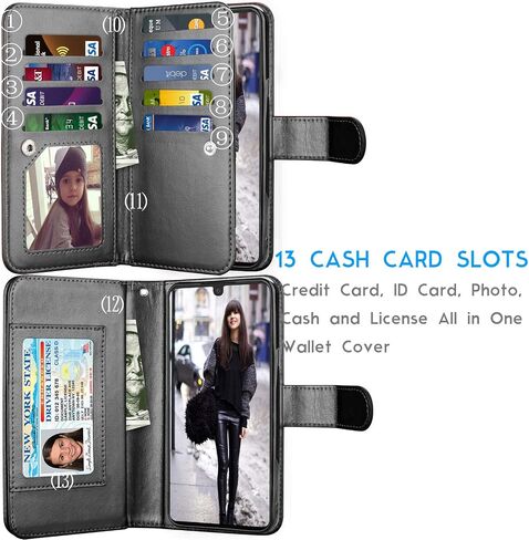 Tekcoo Wallet Case for LG Stylo 6, Luxury ID Cash Credit Card Slots Holder PU Leather Carrying Purse Folio Flip Cover Cases [Detachable Magnetic Hard Case] Kickstand Strap [Black] in Saudi Arabia