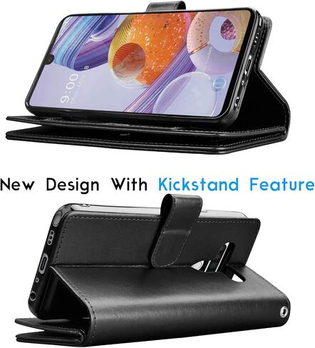 Tekcoo Wallet Case for LG Stylo 6, Luxury ID Cash Credit Card Slots Holder PU Leather Carrying Purse Folio Flip Cover Cases [Detachable Magnetic Hard Case] Kickstand Strap [Black] in Saudi Arabia