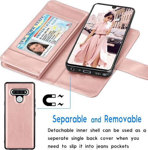 حافظة محفظة Tekcoo لهاتف LG Stylo 6، فتحات بطاقة ائتمان فاخرة لبطاقة الهوية النقدية، حامل من جلد البولي يوريثان، حافظة قابلة للطي [حافظة صلبة مغناطيسية قابلة للفصل] حزام مسند [أسود] in Saudi Arabia