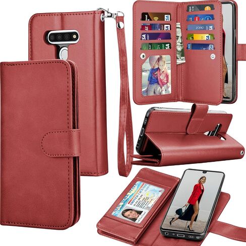 Tekcoo Wallet Case for LG Stylo 6, Luxury ID Cash Credit Card Slots Holder PU Leather Carrying Purse Folio Flip Cover Cases [Detachable Magnetic Hard Case] Kickstand Strap [Black] in Saudi Arabia