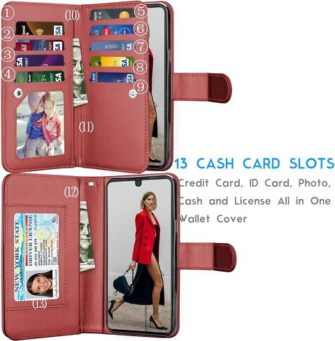 Tekcoo Wallet Case for LG Stylo 6, Luxury ID Cash Credit Card Slots Holder PU Leather Carrying Purse Folio Flip Cover Cases [Detachable Magnetic Hard Case] Kickstand Strap [Black] in Saudi Arabia