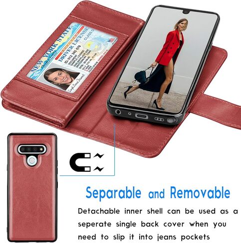 Tekcoo Wallet Case for LG Stylo 6, Luxury ID Cash Credit Card Slots Holder PU Leather Carrying Purse Folio Flip Cover Cases [Detachable Magnetic Hard Case] Kickstand Strap [Black] in Saudi Arabia
