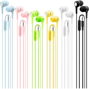 36 Pack Bulk Wired Earbuds with Microphone 3.5 mm Earbud Headphones Wired in Ear Earphones Heavy Bass Multi Color for Schools Classroom Libraries Museums Students Children Adult