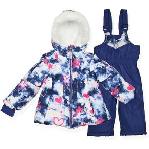 Arctic Quest 2-PC Little Kids Snow Suit - Waterproof Girls Snow Pants & Ski Puffer Jacket, Girls Snowsuit Thermal Winter Coat & Bib Overall, Pink/6X