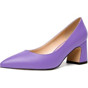 MODENCOCO Womens Office Slip On Comfortable Pointed Toe Casual Matte Chunky Low Heel Pumps Dress Shoes 2.5 Inch