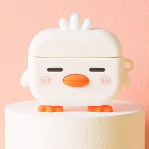 LUVI for AirPods Pro Case Cute Cartoon Lovely Duck Chicken Soft Rubber Silicone Flexible 3D Cover with Hand Strap Support Wireless Charging Luxury Fashion Skin for AirPods Pro 2019 Yellow