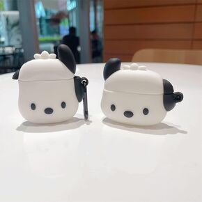 Cute White Dog Design Case Compatible with Airpods Pro, Soft Silicone Wireless Earphone Shockproof Skin, Kids Boys Girls Creative Protector