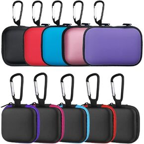 10 Pieces Earbud Case, lyfLux Square and Rectangular Headphone Case with Clips for Headphones, SD Memory Cards, Wireless Earplugs