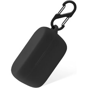 Geiomoo Silicone Case Compatible with Jabra Evolve2 Buds, Protective Cover with Carabiner (Black)