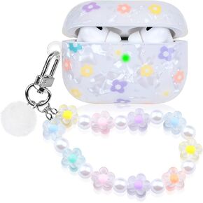 Cute Case for Airpod Pro with Pearl Lanyard Girly Cover Compatible with AirPods Pro 1st Generation (2019) Shell for Women