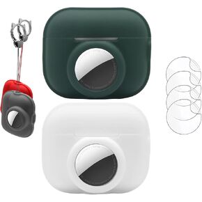 حافظة AirPods Pro 2 باللون الأزرق المتوهج مع حامل بطاقة هوائية، غطاء سيليكون 2 في 1 مع حبلين، 4 قطع واقي شاشة أمامي لعلامة Airtag، حقيبة حمل، مضادة للضياع، متوهجة في الليل in Kuwait
