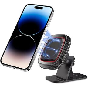 Magnetic Phone Car Mount, Auto Cell Phone Holder for Dashboard Air Vent, Strong Magnets and 360° Rotation, Suction Cup and Adjustable Long Arm, Fit for All iPhone, Samsung, and More