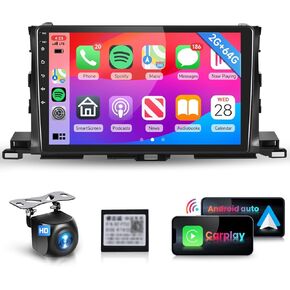 10.1 inch Car Radio for Toyota Highlander 2015-2019 with Apple Car Play Android Auto,Podofo HD IPS Touch Screen Bluetooth Stereo with GPS WiFi HiFi/16 EQ AHD Backup Camera【2G RAM+64G ROM】