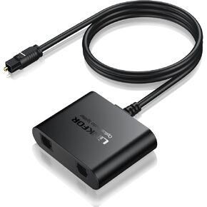 LiNKFOR Optical Cable Splitter 1x3 SPDIF Toslink Optical Splitter with 1PCS Optical Audio Cable Toslink Splitter 1 in 3 Out Support LPCM 2.0 DTS Dolby-AC3 Compatible with PS3 DVD HDTV STB Etc