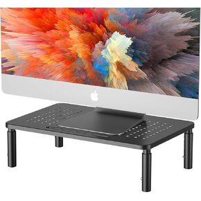 Computer Monitor Riser with Adjustable Height, Metal Monitor Stand for for Computer/Laptop/PC/Printer, Computer Monitor Stand Riser Desktop Organizer Stand for Home Office