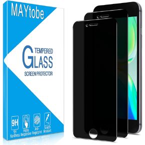 MAYtobe [2 Pack Privacy Screen Protector For iPhone 8 Plus and iPhone 7 Plus Tempered Glass, Bubble Free, Case Friendly, Easy to Install
