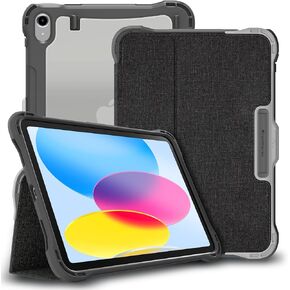 Brenthaven Edge Folio Hard Shell Protective Case Fits iPad 10th Generation 2022 (10.9-inch) Auto Sleep/Wake Cover with Smart Stand - Durable, Slim, Lightweight and Drop Tested - Gray