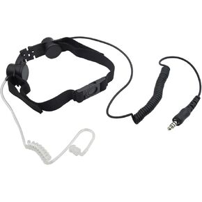 WODASEN 7.1mm Plug Tactical Throat Mic Radio Headset with PTT Bone Conduction Microphone Walkie Talkie Earpiece Vibration Nylon Band Adjustable Headphone in-Ear Acoustic Tube Ear Piece Civilian