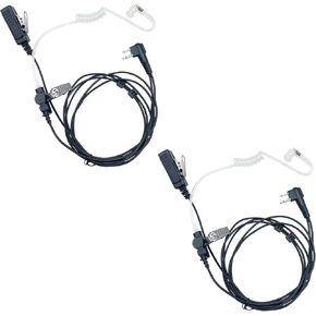 Earpiece for Motorola Radio CLS1410 CLS1110 CP200D GP300 GP2000 BPR40 RDM2070D 2 Way Radio Headset with Mic PTT 2 Pin FBI Security Acoustic Tube Ear Piece for Walkie-Talkie (Pack of 2)