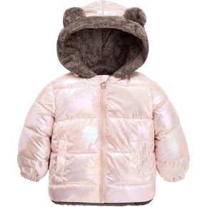ADUKIDE 6M-4T Baby Winter Puffer Fleece Jackets Bear Ears Hood Down Jacket Toddler Warm Coat