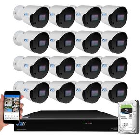 GW Security 32 Channel NVR UltraHD 12MP 4K @30FPS Face/Human/Vehicle Detection PoE Security Camera System with 16 x 6K 12MP Microphone Smart AI Waterproof Bullet Camera, Starlight Color Night Vision