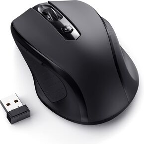 Tmaine Wireless Mouse for Laptop, 2,4G Mobile Computer Mouse with USB Receiver, 2400 DPI - Highest Level, 6 Buttons for Notebook, PC, Laptop, Desktop,Computer, Chromebook, MacBook - Black