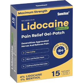 Sumifun Lidocaine Pain Relief Patches 30 Count Maximum Strength Medicated Patch Relieving Minor Aches & Pains for Back Ache Stiff Neck Joint Pain Muscle Soreness FSA or HSA Eligible
