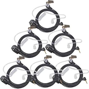 Two Way Radio Earpiece with Mic for Motorola Talkabout Radio, Walkie Talkie Ear Piece Headset with Clear Acoustic Coil Tube for Talkabout T800 T600 T460 T465 T200 T400 T500 T260, Pack of 6