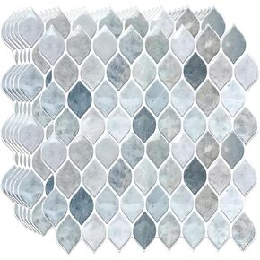 10 Sheets Glossy Peel and Stick Kitchen Backsplash Tile Stickers Self Adhesive Stick on Subway Tile 12" x 12" Bathroom Splashback Water Heat Resistant 3D Wall Tiles Brown Stone Mosaic