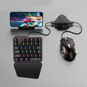 Half Hand Gaming Keyboard and Mouse Combo 35 Keys PUBG Wired Mechanical RGB Backlit Half Keyboard with Wrist Rest Wired Gaming Mouse Converter