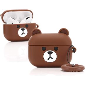 Airpods Pro Silicone Case Funny Cover Compatible for Apple Airpods Pro[3D Cartoon Pattern][Designed for Kids Girl and Boys][Small Bear]