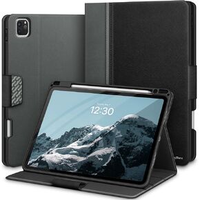 KingBlanc Case for iPad Pro 13-inch 2024 (M4) with Built-in Pencil Holder, PU Leather Smart Stand Cover, Auto Sleep/Wake, Supports Pencil Pro/Pencil (USB-C), Multi-Viewing/Drawing Angles, Black